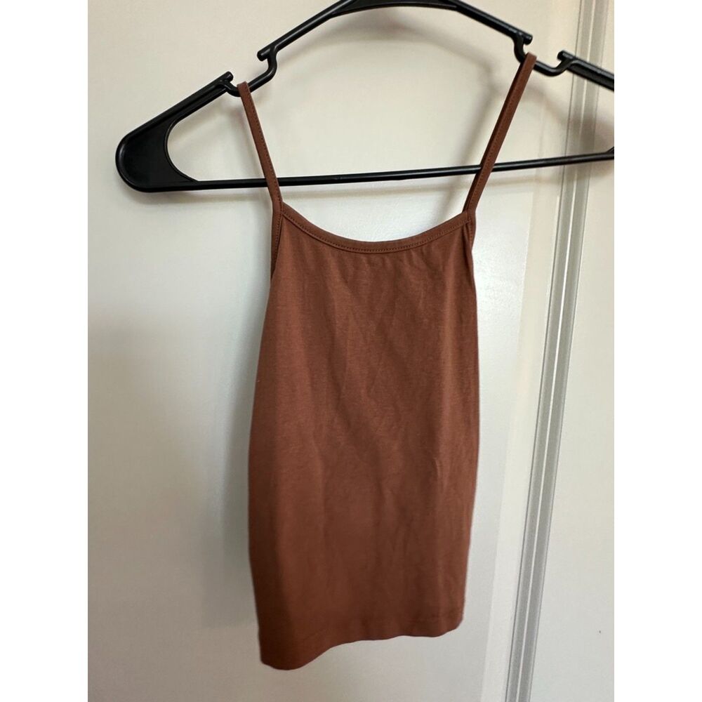 Brand Unknown Chocolate Brown Crop Criss Cross Back Tank Top Women's Sz Medium